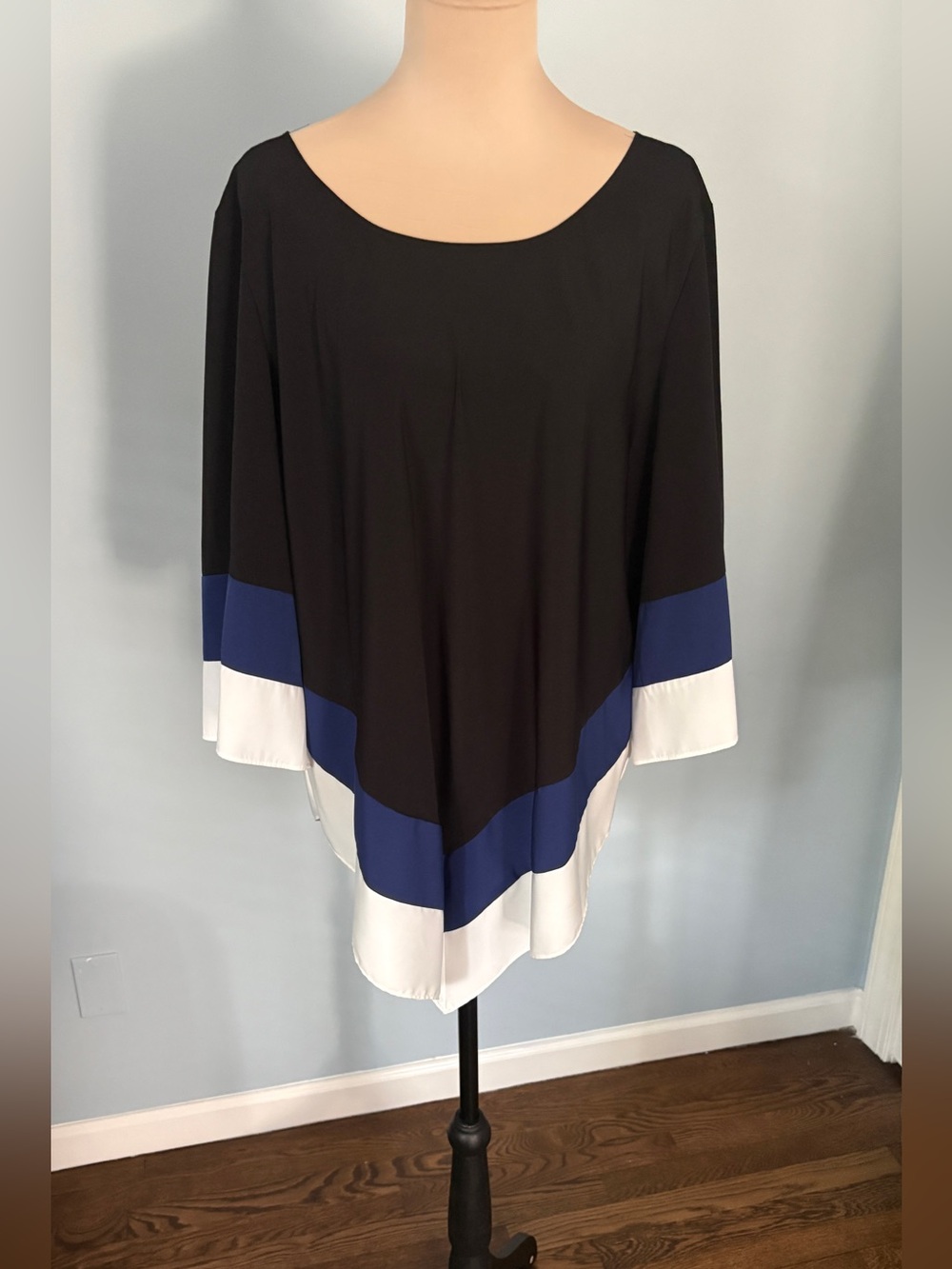 Alfani Black, Royal Blue & White Colorblock Tunic